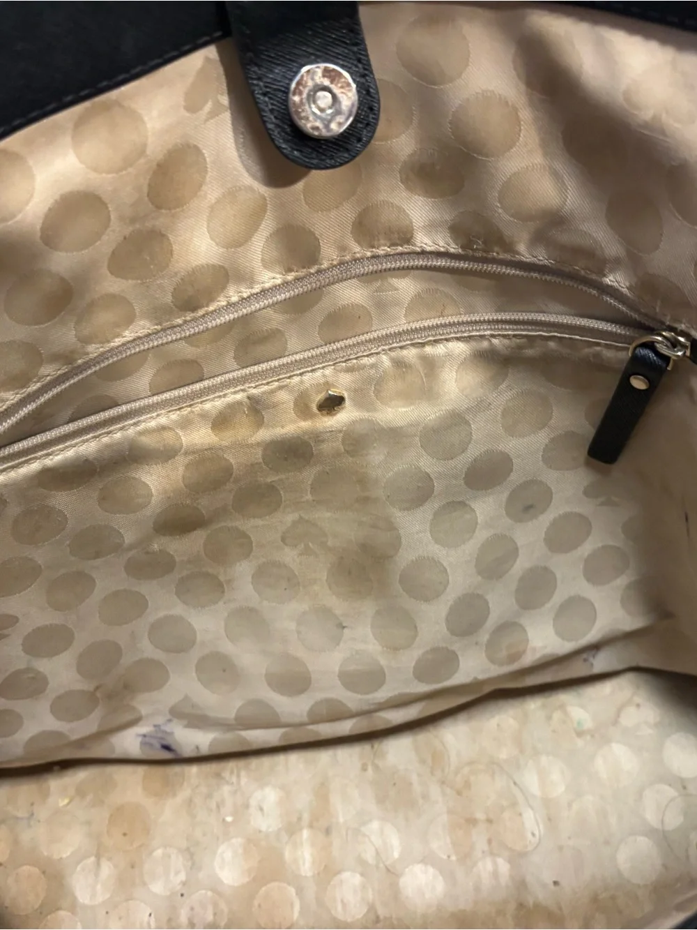 kate spade Black Saffiano Leather Tote with Top Zip